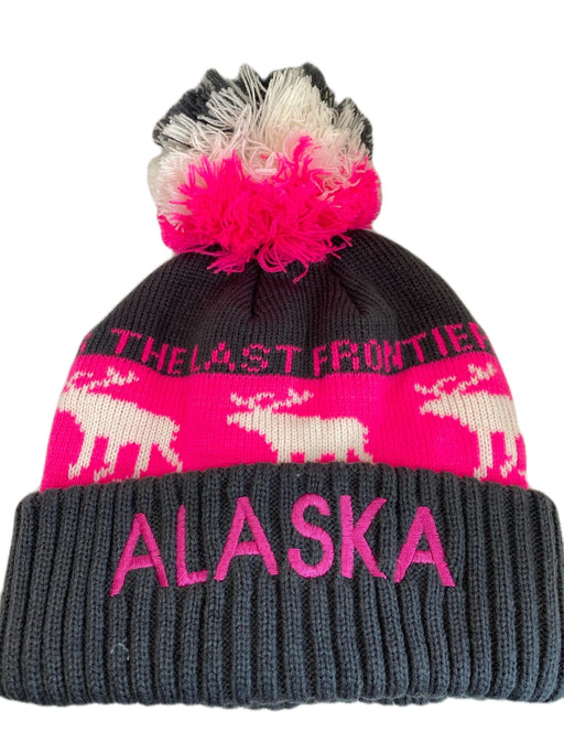 Moose Pink and Grey winter pom pom hat WEARABLES / WINTER HATS