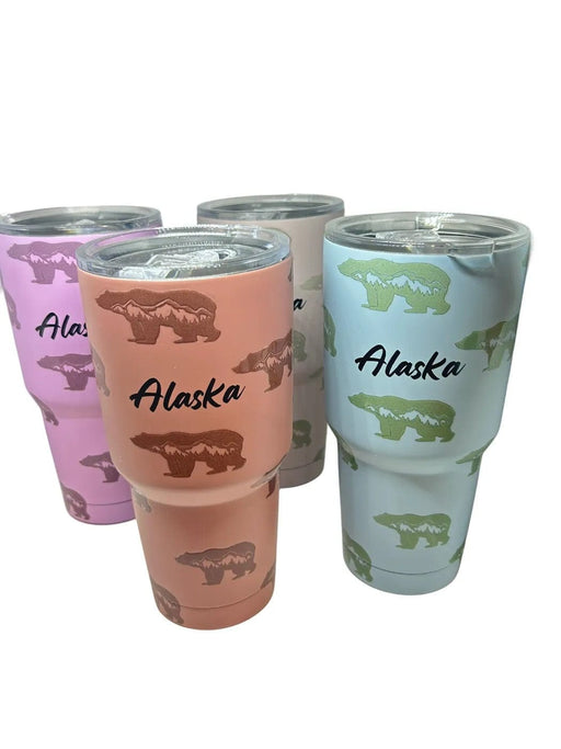 30oz Bear with Mountain Alaska Tumbler Travel/Bottles and Cups