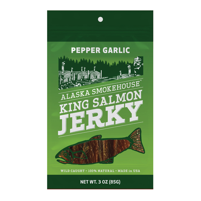 Pepper Garlic King Salmon Jerky Bag - 3oz