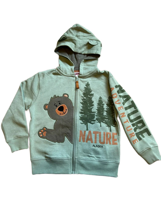 Bear Nature Adventure, Kids Zip up Hoodie