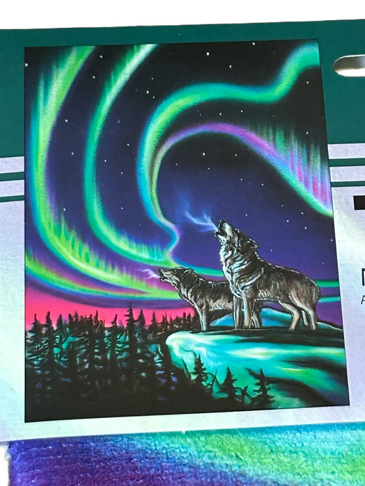 Northern Lights Wolf, Microfiber Tea Towel