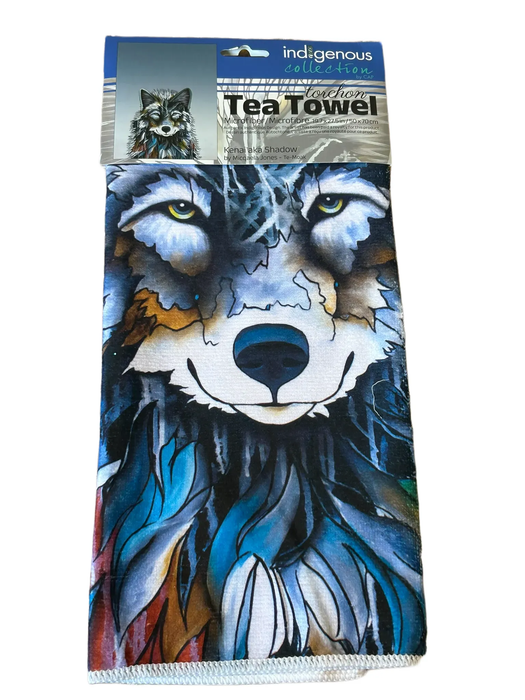 Painted Wolf Face, Microfiber Tea Towel