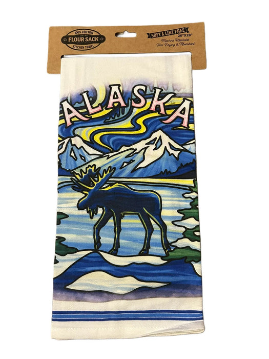 Northern Lights Moose, Flour Sack Towel