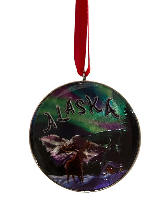 Metallic Northern Lights Moose, Ornament