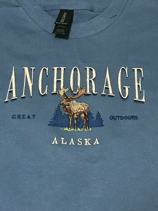 Anchorage Great Outdoors Moose, Embroidered T-shirt