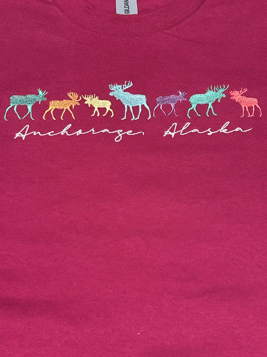 Moose Parade, embroidered shirt