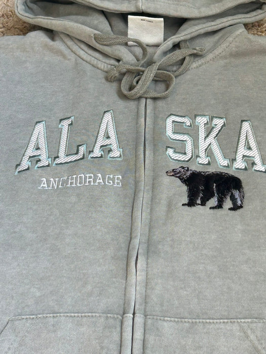 Alaska Anchorage, Black Bear Full Zip Hoodie Sweatshirts