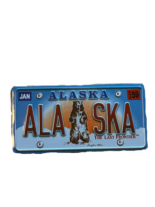 Alaska grizzly License plate, tin plate Magnet COLLECTIBLES / MAGNETS
