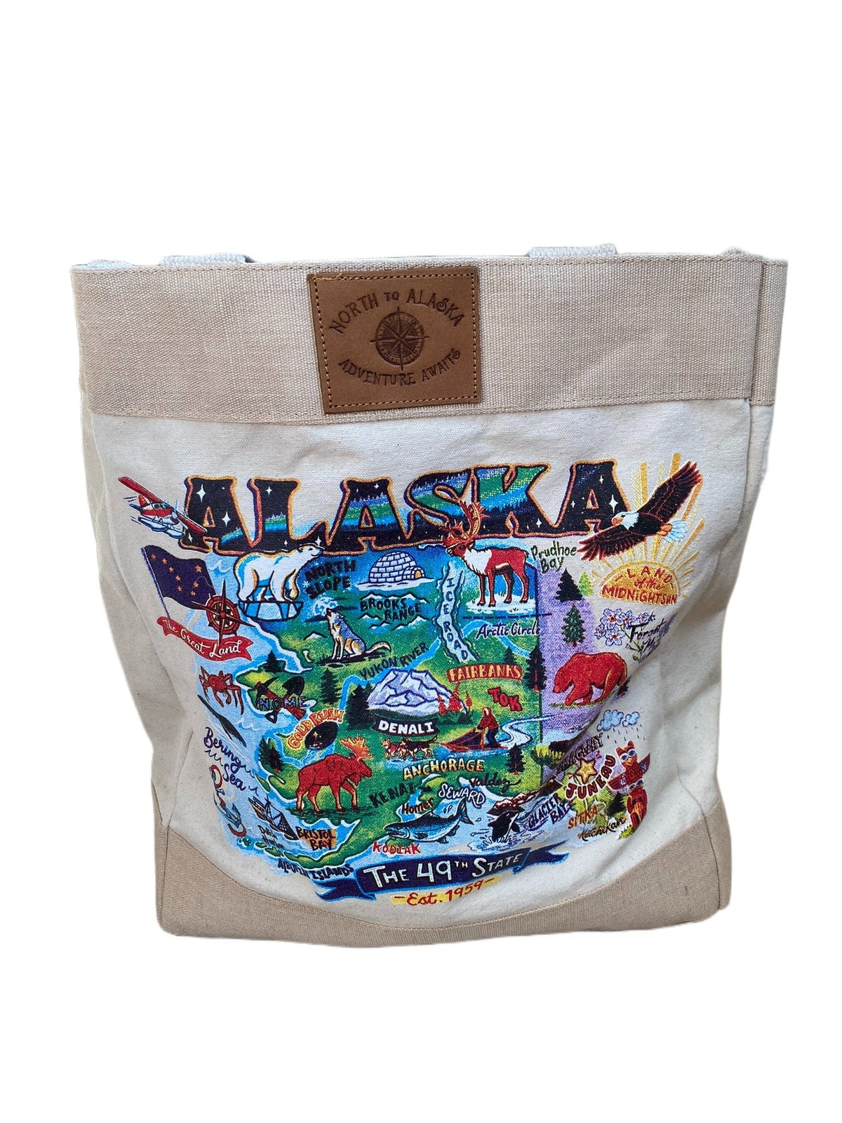 Alaska Icon Map, Market Bag — Polar Bear Gifts