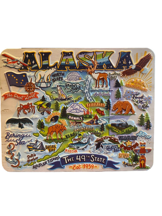 Alaska Icons Map, Magnet COLLECTIBLES / MAGNETS