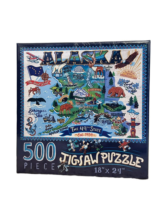 Alaska Map and Icon, Puzzle PUZZLES