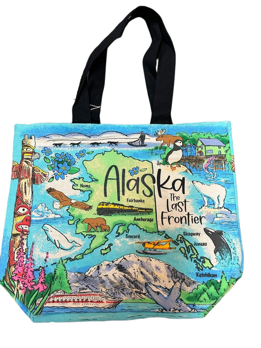 Alaska Map, Last Frontier Shopper Tote. TRAVEL / TOTES & BAGS