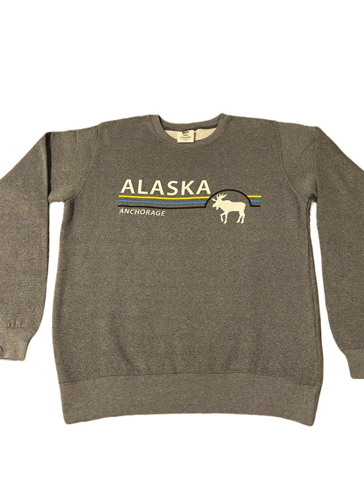 Anchorage Striped Moose, Crew Neck Sweatshirt SOFT GOODS / CREW NECKS