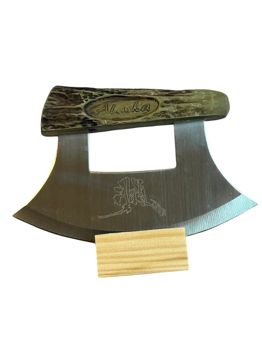 Antler Handle Ulu Knife with Stand ULU