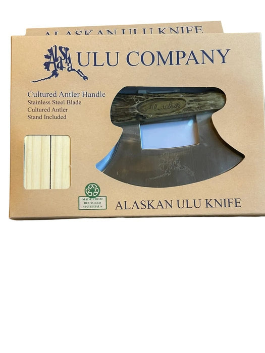 Antler Handle Ulu Knife with Stand ULU