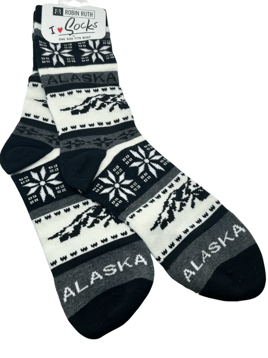 Black/White Mountain Icon, Adult Sock WEARABLES / SOCKS