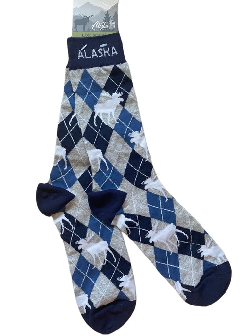 Blue Argyle Moose, Men's Sock WEARABLES / SOCKS