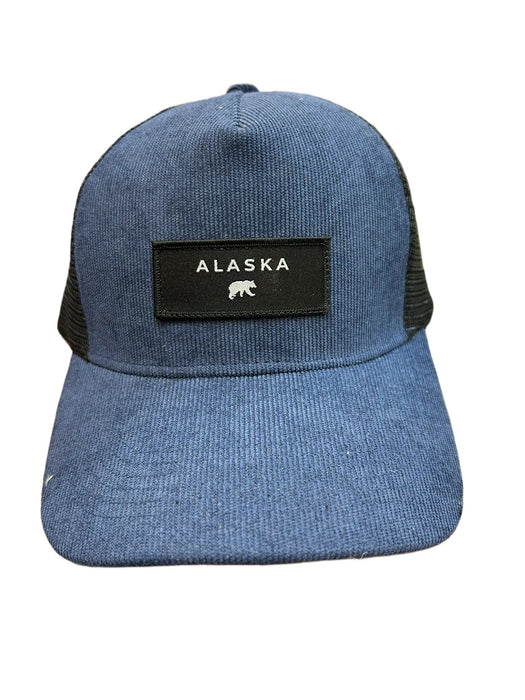 Blue Corduroy Bear Patch, Trucker Hat WEARABLES / BASEBALL HATS