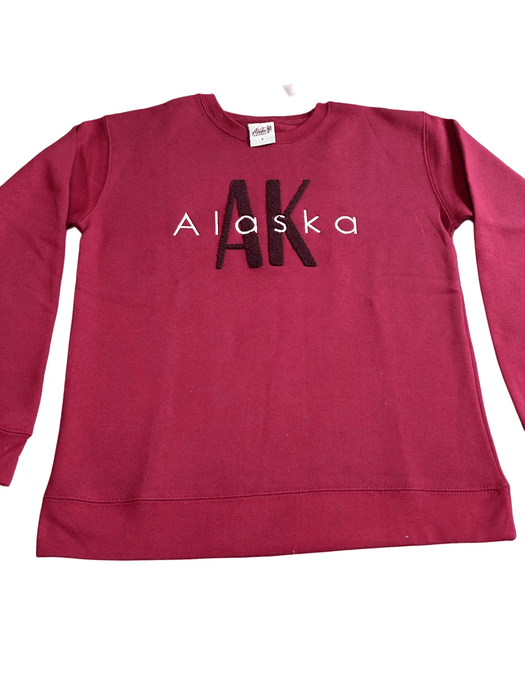 Chenille AK, Alaska embroidered Crew neck Sweatshirt SOFT GOODS / CREW NECKS