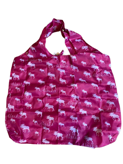 Folding Grocery bag, Moose- Fuschia TRAVEL / TOTES & BAGS