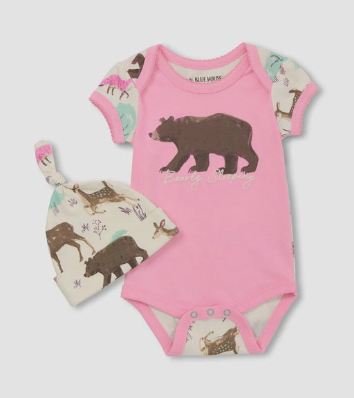 Forest Creature Pink Bear, Baby Bodysuit Soft Goods / Baby