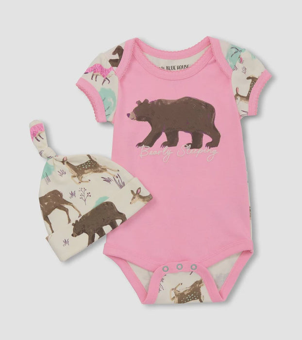 Forest Creature Pink Bear, Baby Bodysuit Soft Goods / Baby