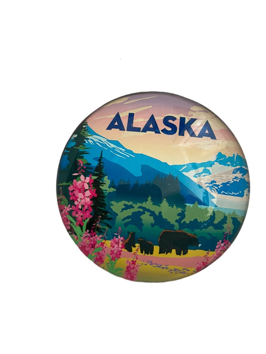 Glacier Spring Bear, Glass Dome Magnet COLLECTIBLES / MAGNETS