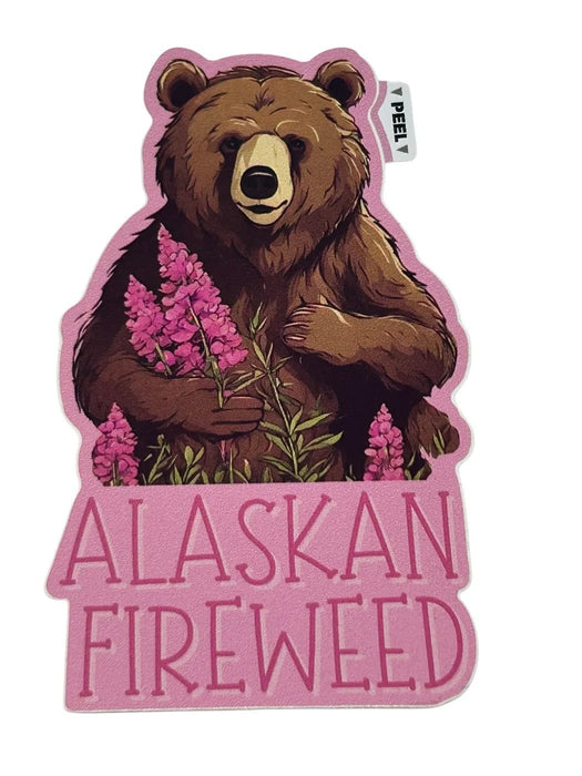 Grizzly Holding Fireweed Sticker COLLECTIBLES / STICKERS