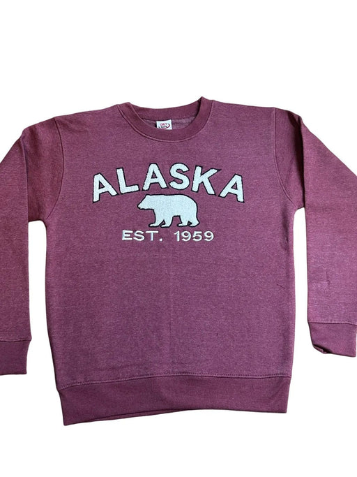 Heather Maroon, Crew Neck Chenille Bear SOFT GOODS / CREW NECKS