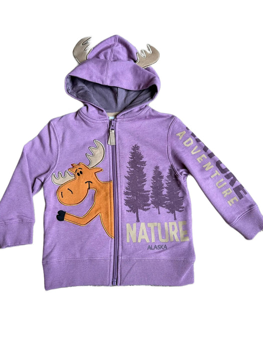 Moose Nature Adventure, Kids Zip up Hoodie