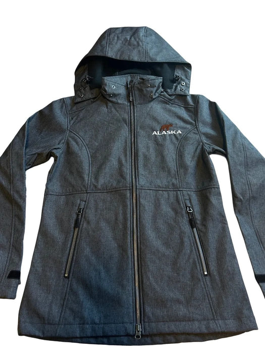 Ladies Hooded Soft Shell Jacket,  Ash SOFT GOODS / JACKETS