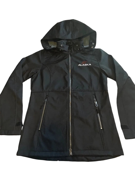 Ladies Hooded Soft Shell Jacket, Black SOFT GOODS / JACKETS