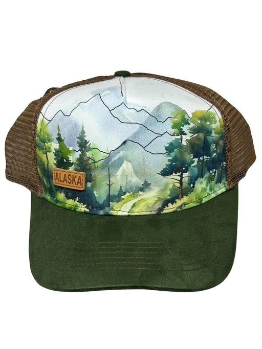 Landscape Mountain Print Alaska Trucker Hat WEARABLES / BASEBALL HATS