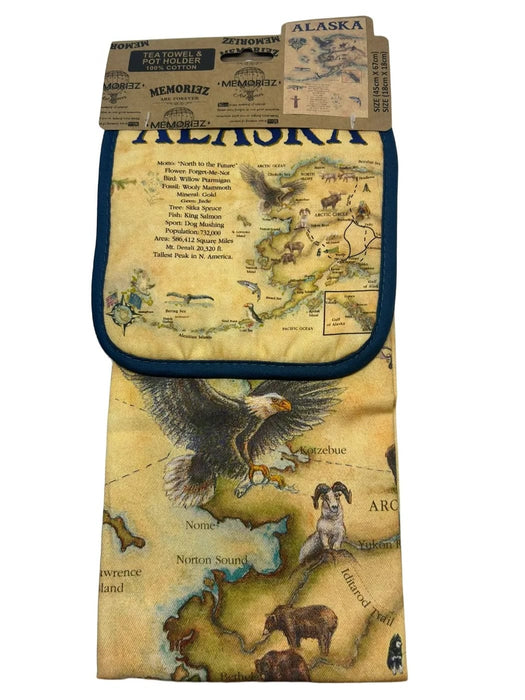 Map Towel and Hot Pad, Set Kitchen/Towel & Hot Pads