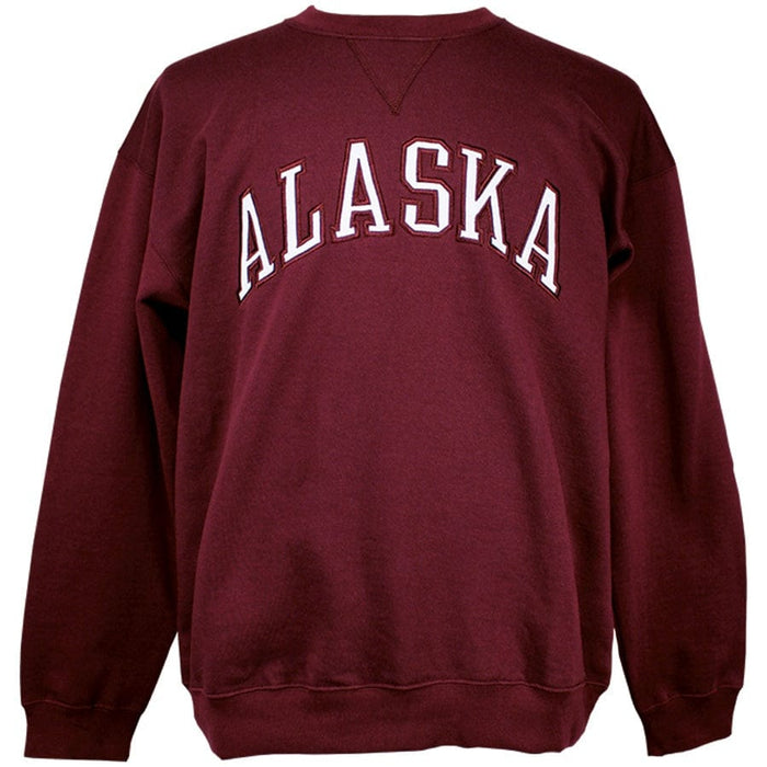 Maroon, Alaska Applique Crew Neck Sweatshirt 3XL-5XL SOFT GOODS / CREW NECKS