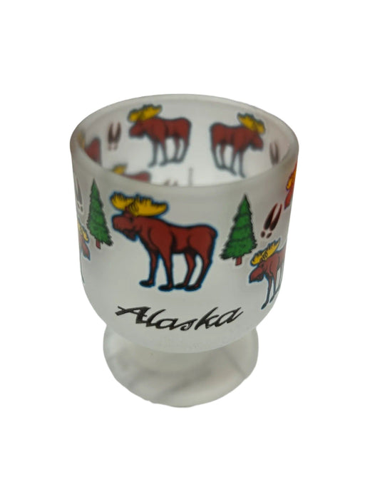 Moose All Over, Frosted mini Brandy Shot glass. KITCHEN / SHOT GLASSES