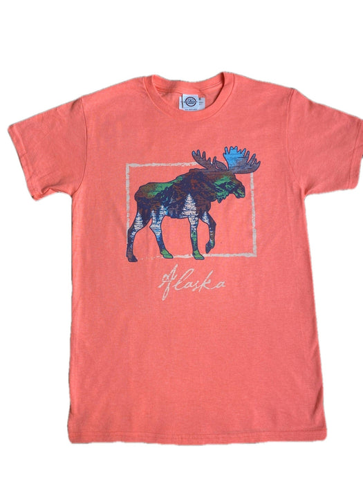 Moose and Mountain Scene, Adult T-shirt SOFT GOODS / T-SHIRT
