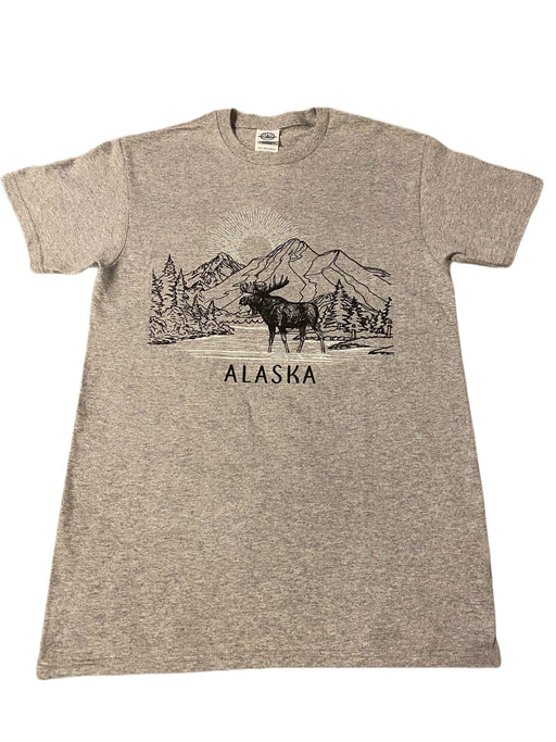 Mountain Moose Scene, Adult T-shirt SOFT GOODS / T-SHIRT