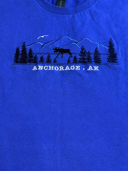 Mountain Tonal Moose Anchorage AK, Embroidered T-shirt SOFT GOODS / T-SHIRT