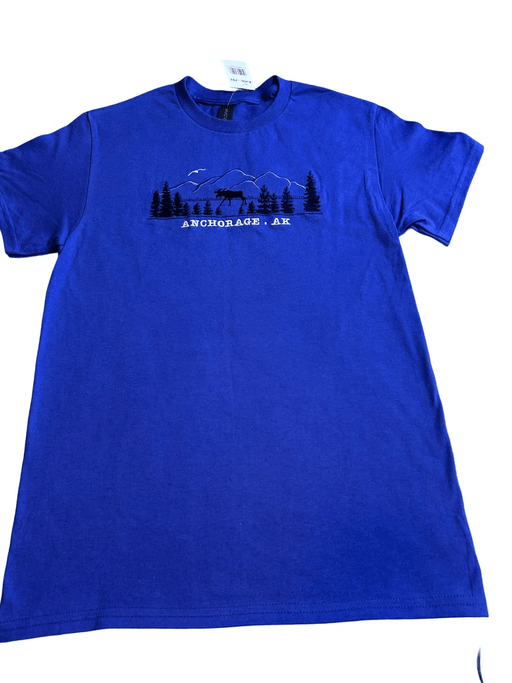 Mountain Tonal Moose Anchorage AK, Embroidered T-shirt SOFT GOODS / T-SHIRT