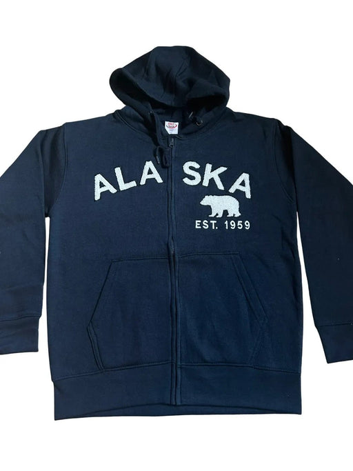 Navy Full Zip Chenille Bear, Zip Up Hoodie SOFT GOODS / S-SHIRTS
