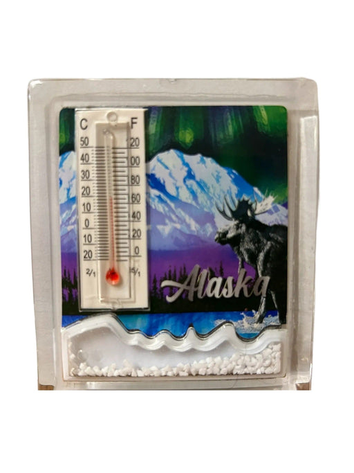 Northern Lights Moose, Magnetic Thermometer COLLECTIBLES / MAGNETS