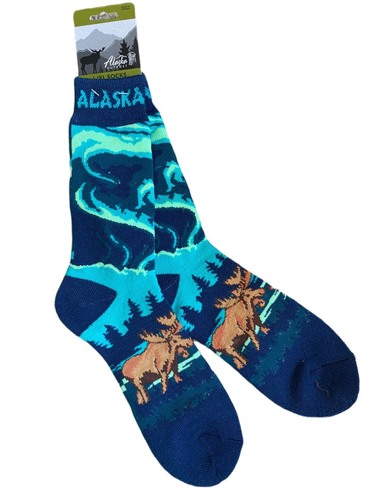 Northern Lights Moose, Towel Sock WEARABLES / SOCKS