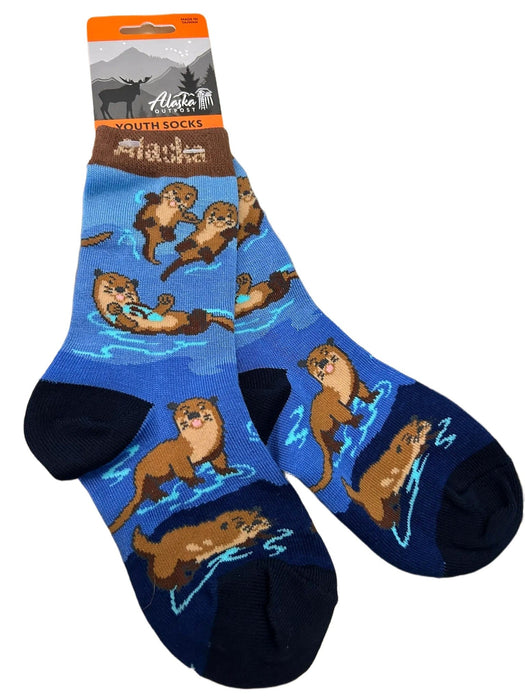 Otters Playing ,  Youth Sock KIDS / SOCKS