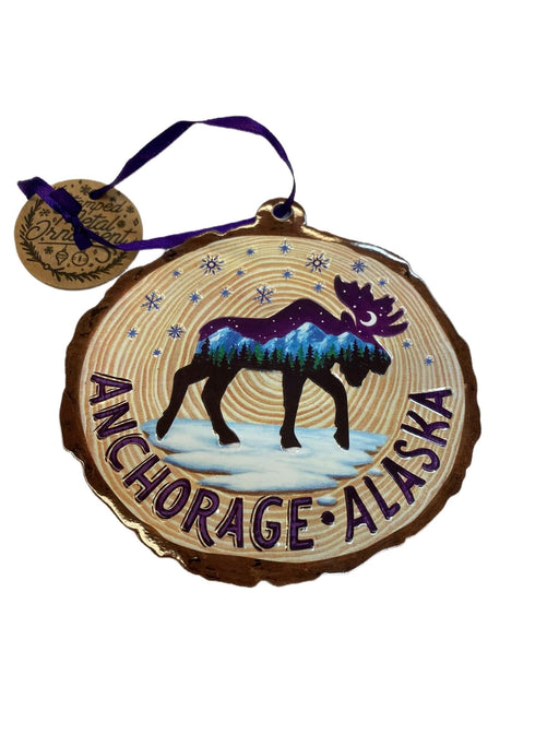 Paint on Wood Moose Look , Metal Ornament COLLECTIBLES / ORNAMENTS