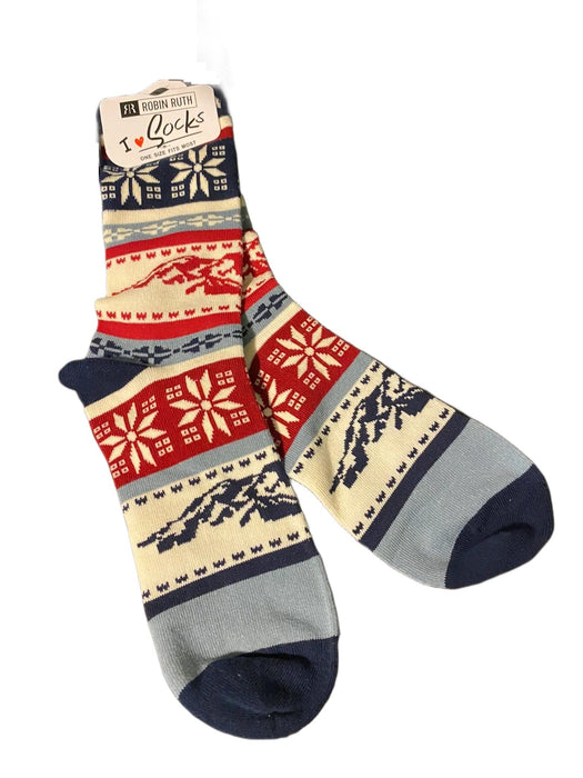 Red/ Blue Mountain Icon, Adult Sock WEARABLES / SOCKS