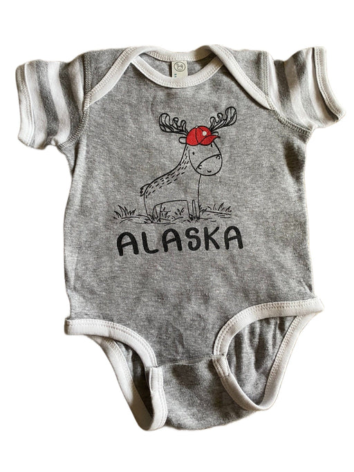 Red Hat Moose, Striped Onesie Soft Goods / Baby