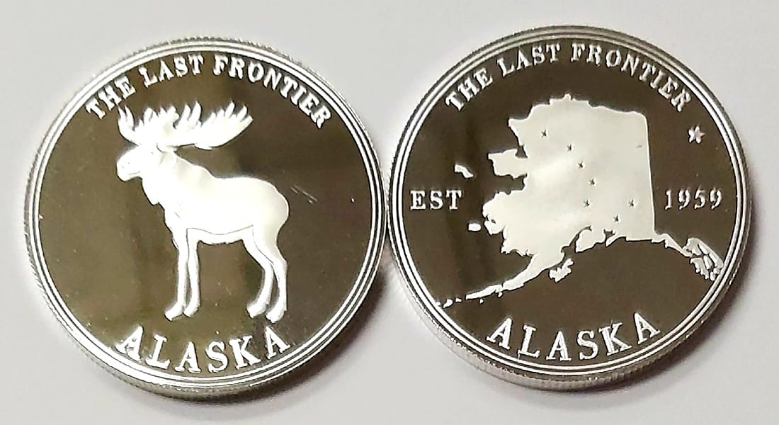 Silver Moose / AK State 2 Sided Coin COLLECTIBLES / MISC
