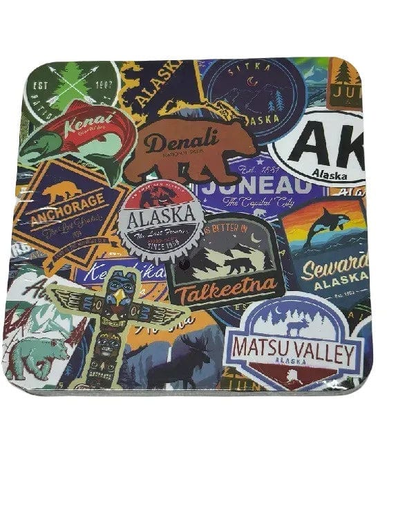 Sticker Collage, 2 Pack Coaster Set — Polar Bear Gifts