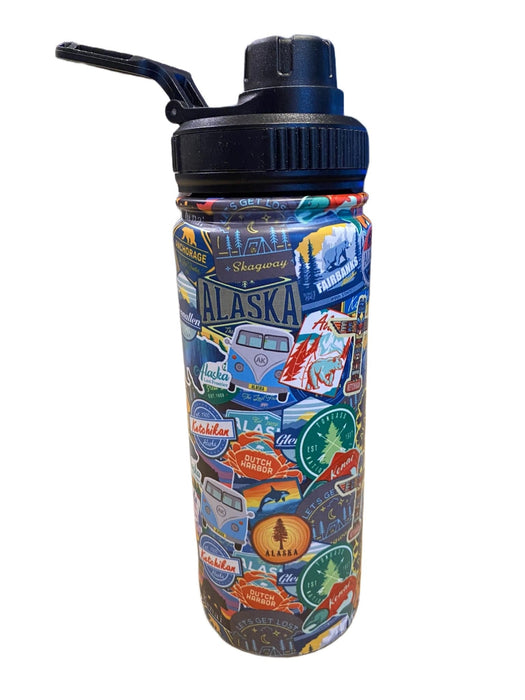 Sticker Collage, Alaska Water Bottle Travel/Bottles and Cups